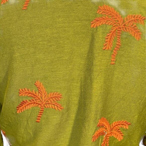 MAAC Zurri embroidered pal crop collared button up blouse green XS - Picture 8 of 16